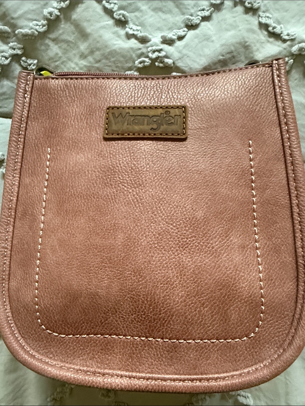 Wrangler Dusty Rose Leather-Texture Crossbody Bag